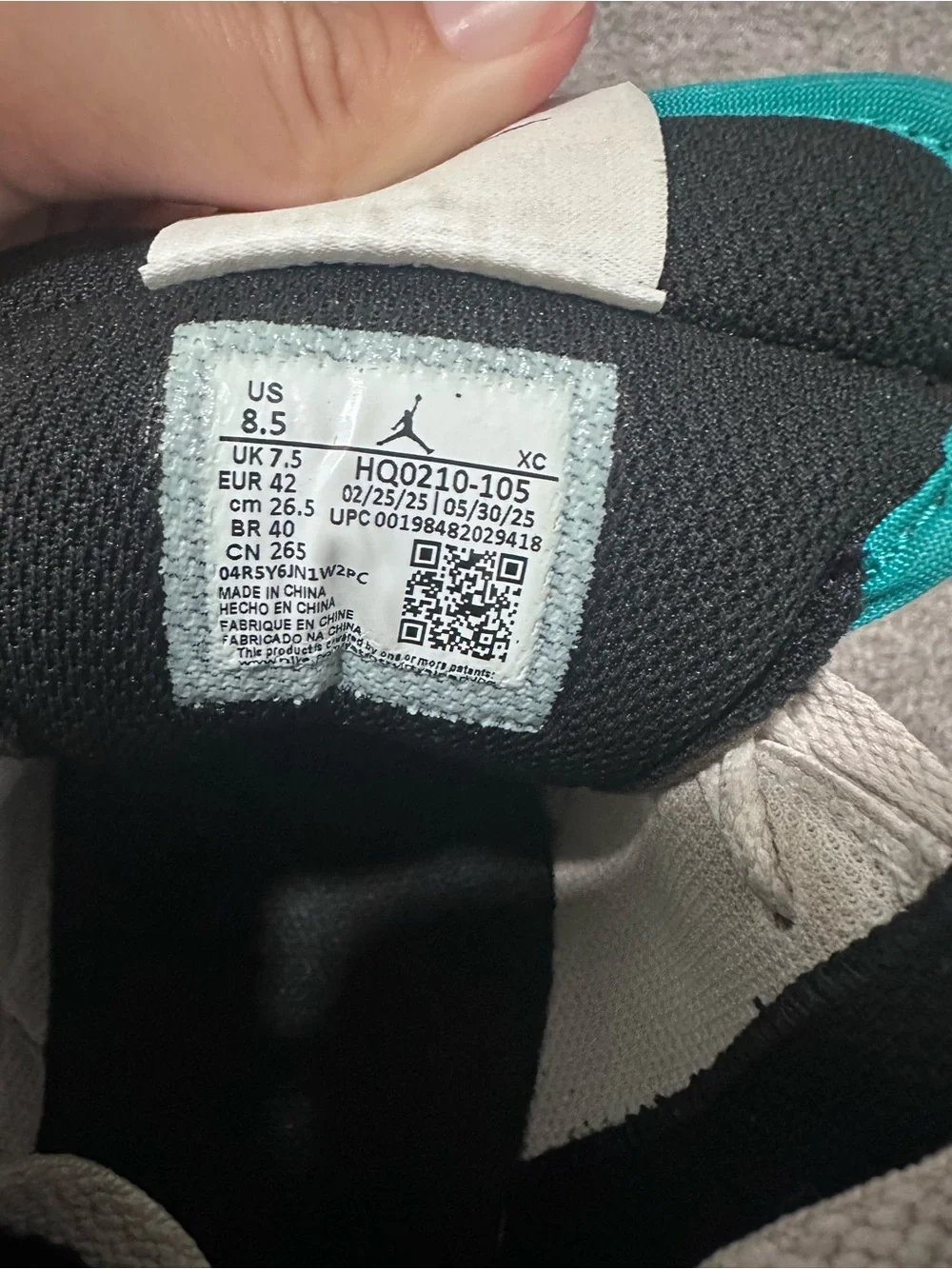 Jordan men’s White Teal Purple Athletic Sneakers